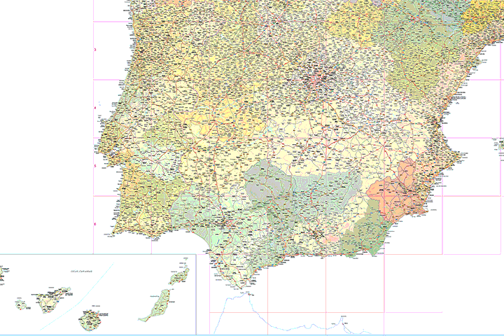 Mapa de españa y portugal ajustado a din a3